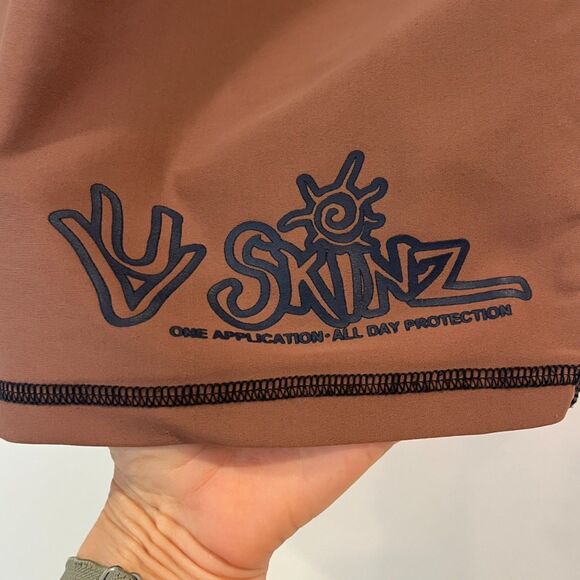 UV Skins Brown Rash Guard Swim Shirt XXL 2XL Mock Neck Short Sleeves - Picture 5 of 6